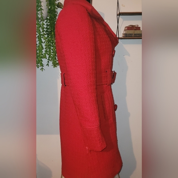 Oxygen Collections Red Mid Length Pea Coat S - Picture 3 of 7